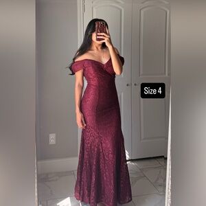 Elegant Burgundy Off-Shoulder Gown